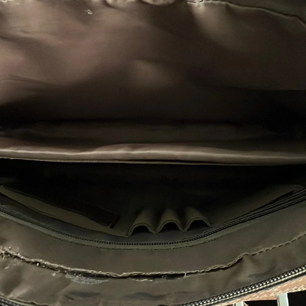 Jack Georges Pebbled Suede & Leather Messenger Crossbody Briefcase Case